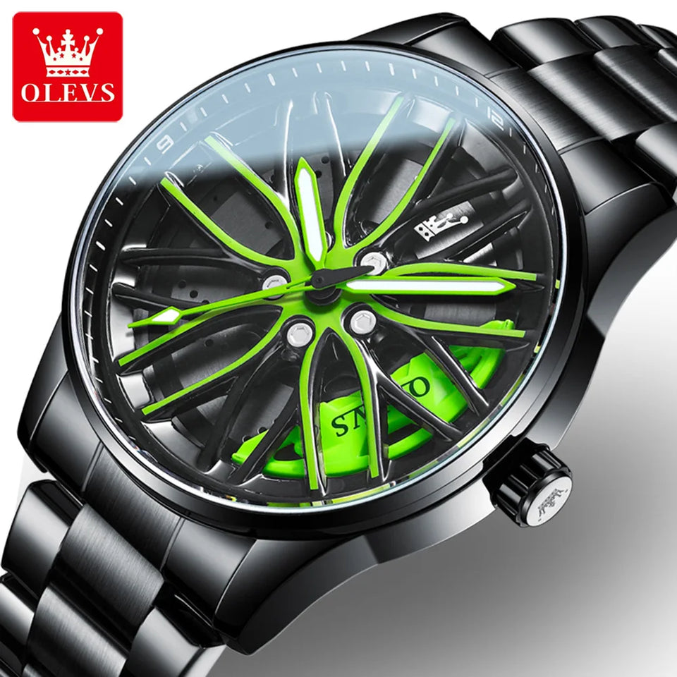 Green Rotating Car Watch